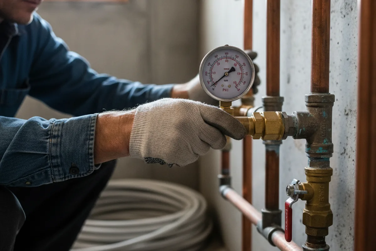 Pressure testing a repaired line during Water Line Repair in Fairhaven